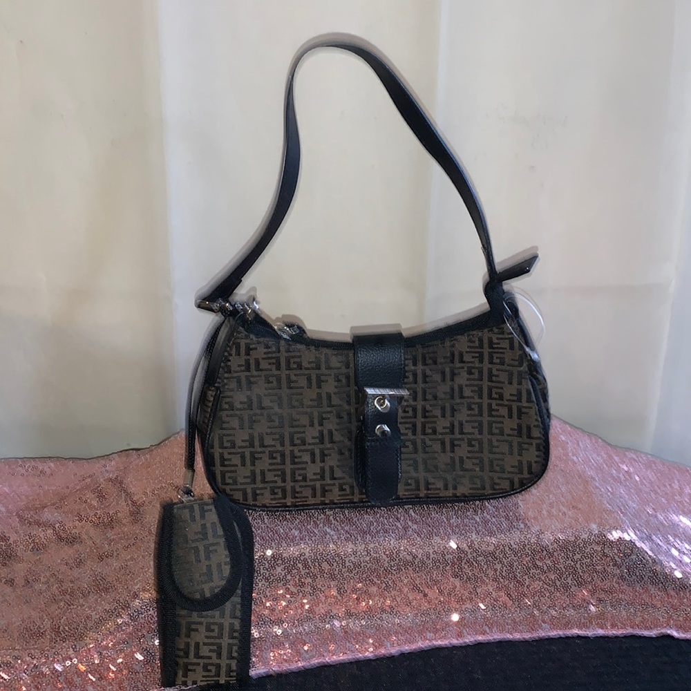 Shoulder Bag to carry your essentials with with case holder.  Light/Dark  Brown